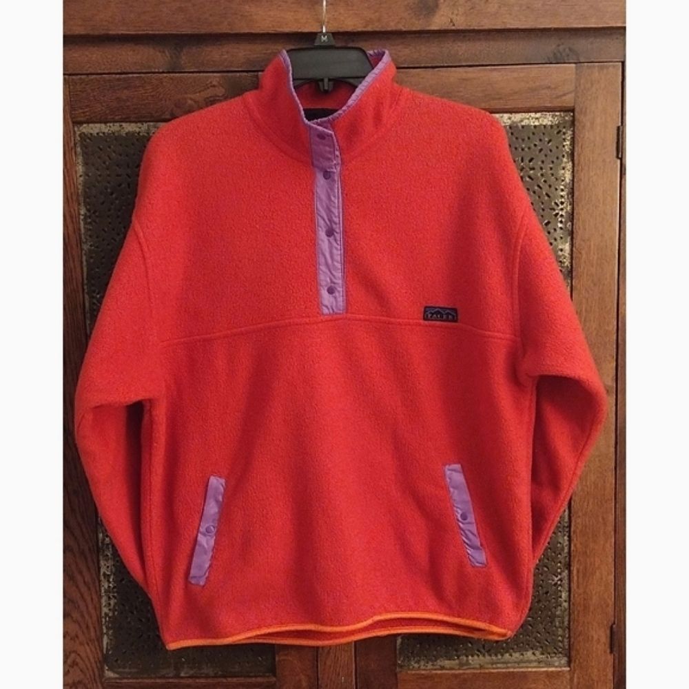 90's PACER UNISEX Oversized Fleece Pullover, Size M, Red/Violet/Orange VTG